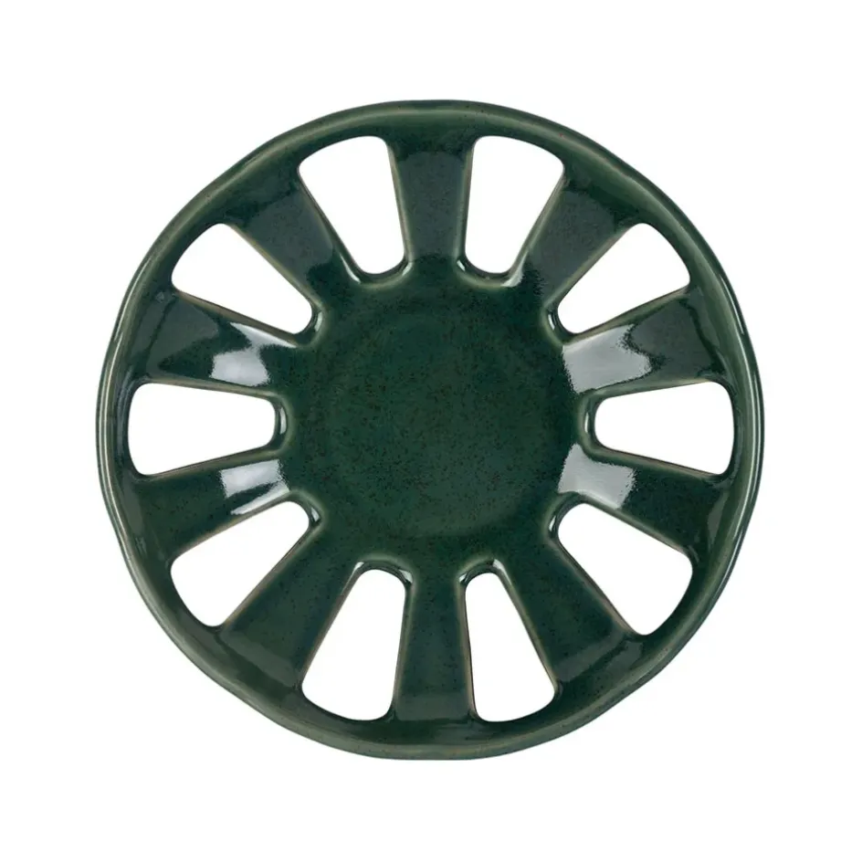 Fabrique de Styles Plats Et Saladiers*Coupe en grès émeraude moucheté d23cm - Organic