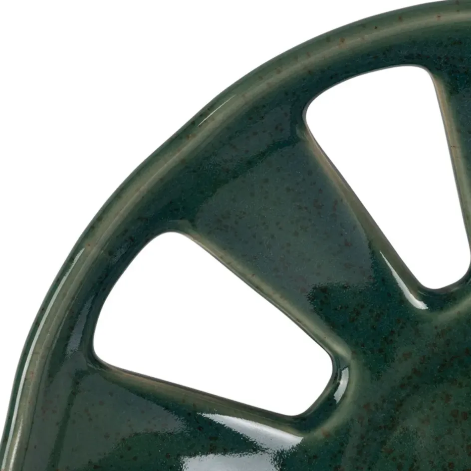 Fabrique de Styles Plats Et Saladiers*Coupe en grès émeraude moucheté d23cm - Organic