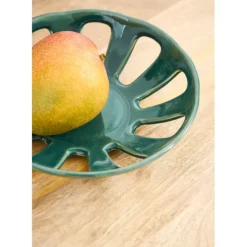 Fabrique de Styles Plats Et Saladiers*Coupe en grès émeraude moucheté d23cm - Organic