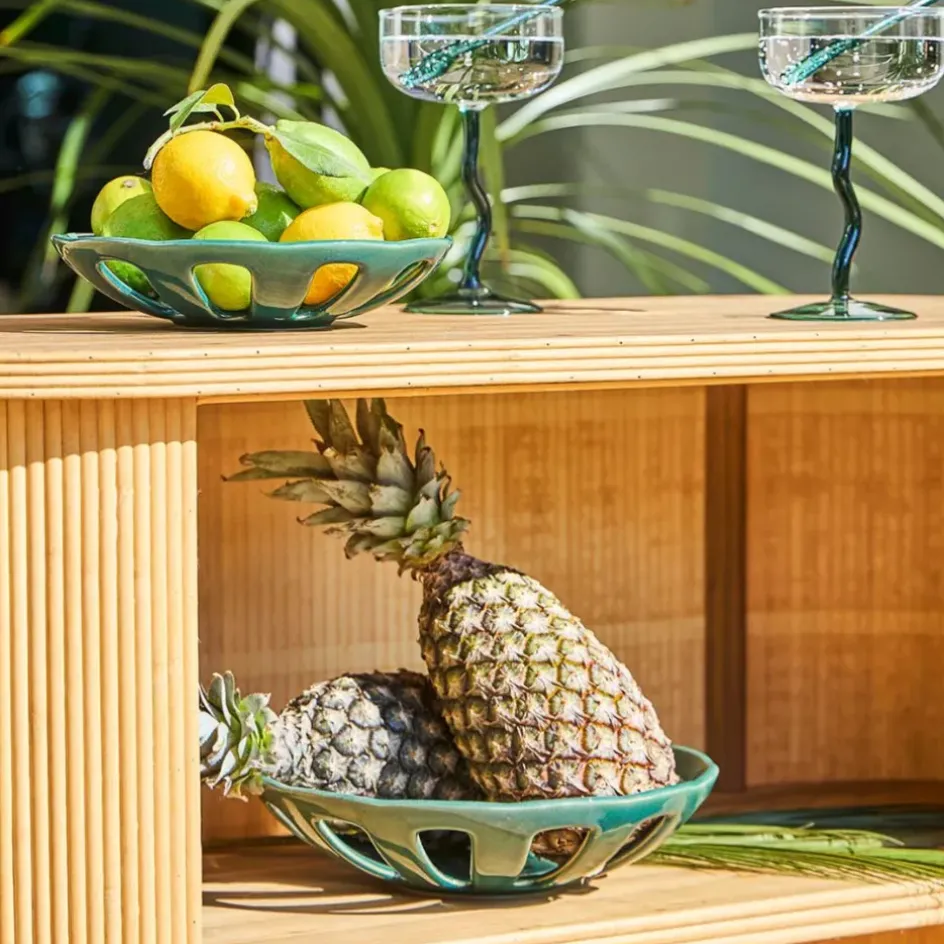 Fabrique de Styles Plats Et Saladiers*Coupe en grès émeraude moucheté d23cm - Organic