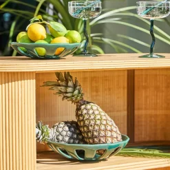 Fabrique de Styles Plats Et Saladiers*Coupe en grès émeraude moucheté d28cm - Organic