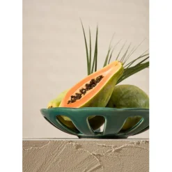 Fabrique de Styles Plats Et Saladiers*Coupe en grès émeraude moucheté d28cm - Organic