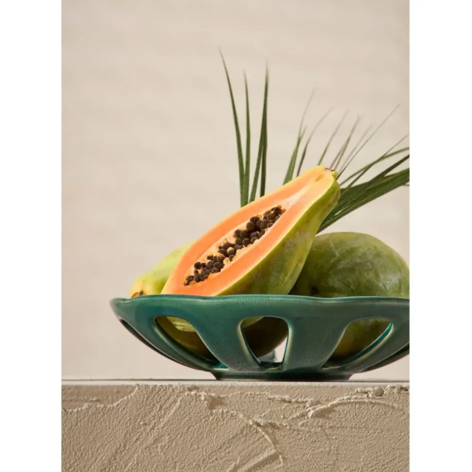 Fabrique de Styles Plats Et Saladiers*Coupe en grès émeraude moucheté d28cm - Organic