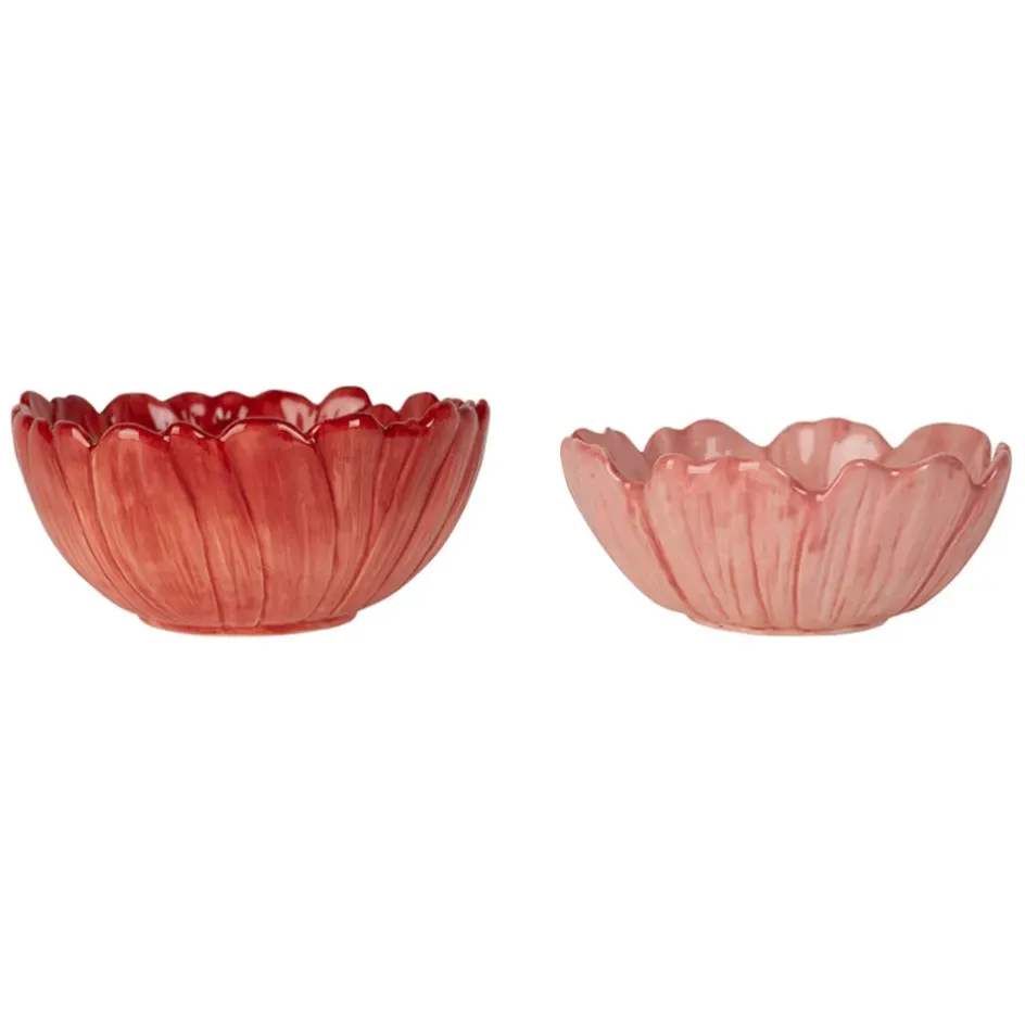 Fabrique de Styles Bols Et Coupelles*Coupelle (x2) dahlia en dolomite et rose d13/d12cm