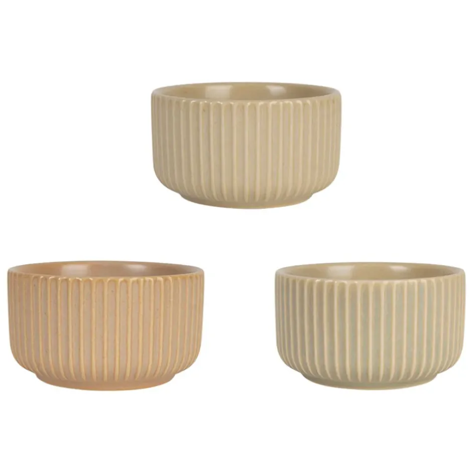 Fabrique de Styles Bols Et Coupelles*Coupelles x3 en grès nude et plateau en hévéa - Sweet Leaves