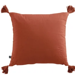 Fabrique de Styles Coussins Et Housses*Coussin dehoussable avec pompons en gaze de coton terracotta 40x40cm - Gaia