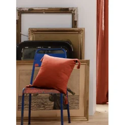 Fabrique de Styles Coussins Et Housses*Coussin dehoussable avec pompons en gaze de coton terracotta 40x40cm - Gaia