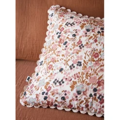 Fabrique de Styles Coussins Et Housses*Coussin déhoussable avec croquet en gaze de coton imprimée pampa 40x40cm - Capucine