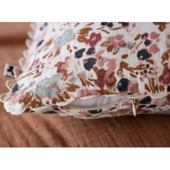 Fabrique de Styles Coussins Et Housses*Coussin déhoussable avec croquet en gaze de coton imprimée pampa 40x40cm - Capucine