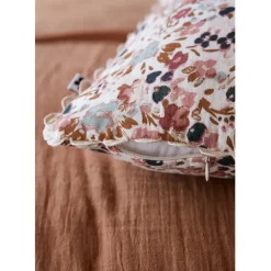 Fabrique de Styles Coussins Et Housses*Coussin déhoussable avec croquet en gaze de coton imprimée pampa 40x40cm - Capucine