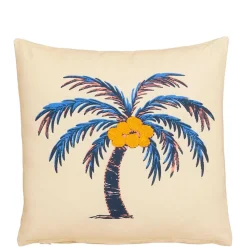 Fabrique de Styles Coussins Et Housses*Coussin palmier en coton et bleu 45x45cm - Palme