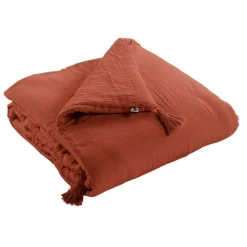 Fabrique de Styles Couvre-lits*Couvre lit en gaze de coton terracotta 90x200cm - Gaia