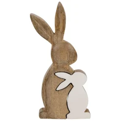 Fabrique de Styles Petits Objets Déco*Déco duo lapin en manguier naturel et blanc - Floreal