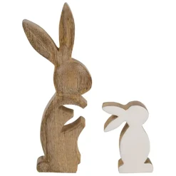 Fabrique de Styles Petits Objets Déco*Déco duo lapin en manguier naturel et blanc - Floreal