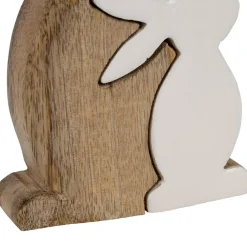 Fabrique de Styles Petits Objets Déco*Déco duo lapin en manguier naturel et blanc - Floreal
