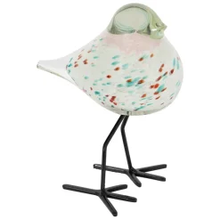 Fabrique de Styles Petits Objets Déco*Déco moineau en verre et fer vert et rose - Serin