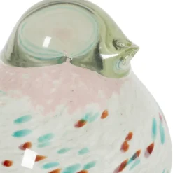 Fabrique de Styles Petits Objets Déco*Déco moineau en verre et fer vert et rose - Serin