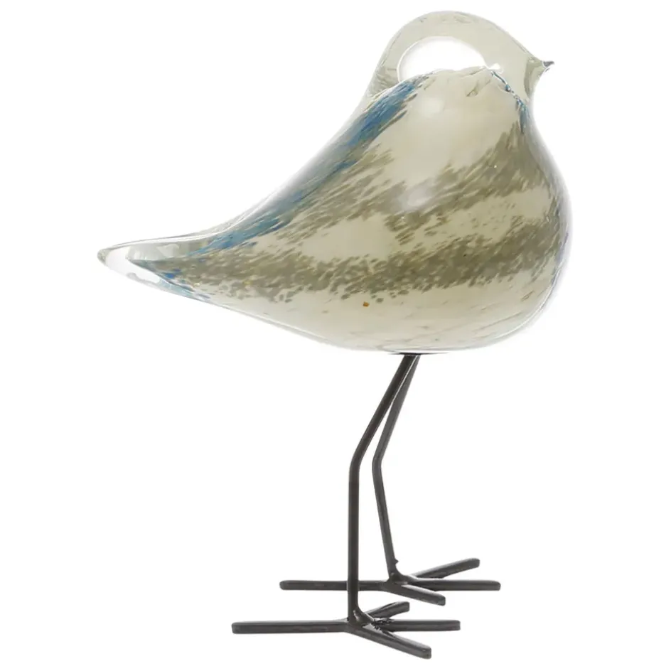 Fabrique de Styles Petits Objets Déco*Déco moineau serin ivoire et bleu en verre