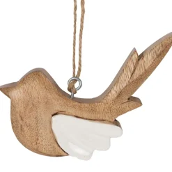 Fabrique de Styles Déco À Suspendre Et Adhésive*Deco a suspendre moineau en manguier naturel et blanc - Floréal