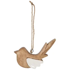Fabrique de Styles Déco À Suspendre Et Adhésive*Deco a suspendre moineau en manguier naturel et blanc - Floréal