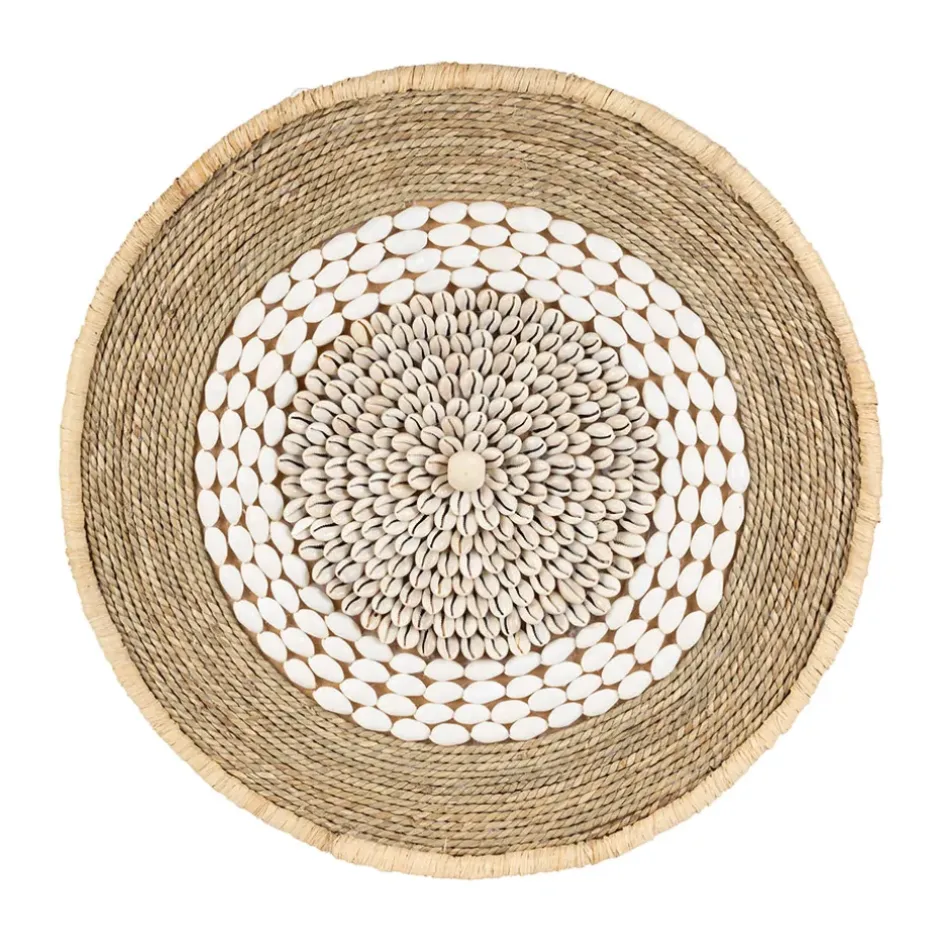 Fabrique de Styles Déco À Suspendre Et Adhésive*Deco murale rosace en coquillage naturel et blanc - Cauri