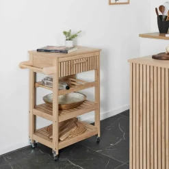 Fabrique de Styles Ilots Et Dessertes*Desserte en bois 3 niveaux et 1 tiroir - Kara