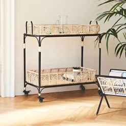 Fabrique de Styles Ilots Et Dessertes*Desserte en fer et rotin 2 niveaux - Element