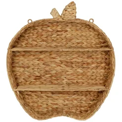 Fabrique de Styles Étagères Murales*Etagere murale 2 niveaux en jacynthe d'eau et fer h59cm - Pomme