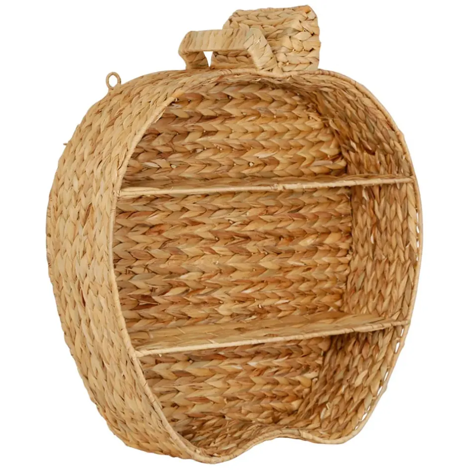 Fabrique de Styles Étagères Murales*Etagere murale 2 niveaux en jacynthe d'eau et fer h59cm - Pomme