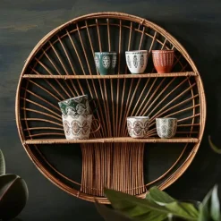 Fabrique de Styles Étagères Murales*Etagere murale ronde en rotin - Floraly