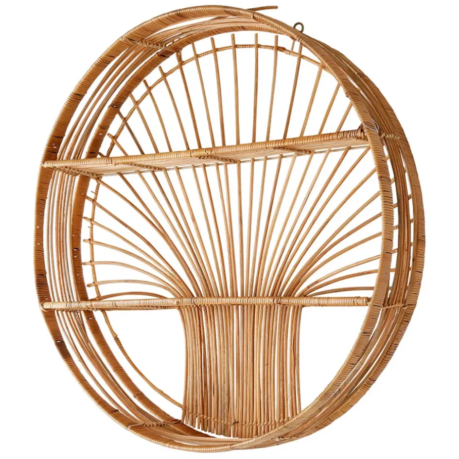 Fabrique de Styles Étagères Murales*Etagere murale ronde en rotin - Floraly