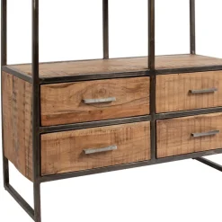 Fabrique de Styles Bibliothèques Et Étagères*Etagère en fer noir et bois d' acacia H200cm- Factory