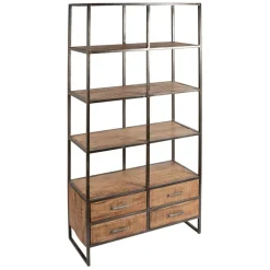 Fabrique de Styles Bibliothèques Et Étagères*Etagère en fer noir et bois d' acacia H200cm- Factory