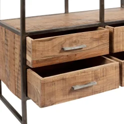 Fabrique de Styles Bibliothèques Et Étagères*Etagère en fer noir et bois d' acacia H200cm- Factory
