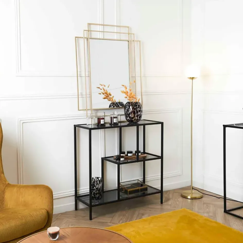 Fabrique de Styles Bibliothèques Et Étagères*Etagère en fer et verre fumé h79cm - Edgard