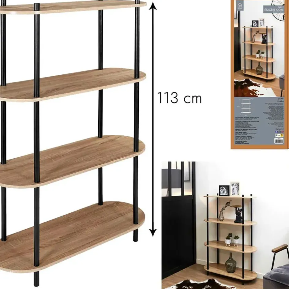 Fabrique de Styles Bibliothèques Et Étagères*Etagère en pin et bois naturel et noir h113cm - Cobe