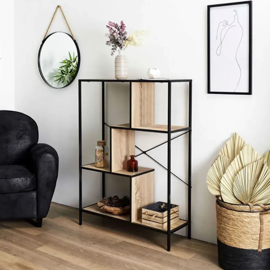 Fabrique de Styles Bibliothèques Et Étagères*Etagère industrielle en bois et métal H113cm - Edgard