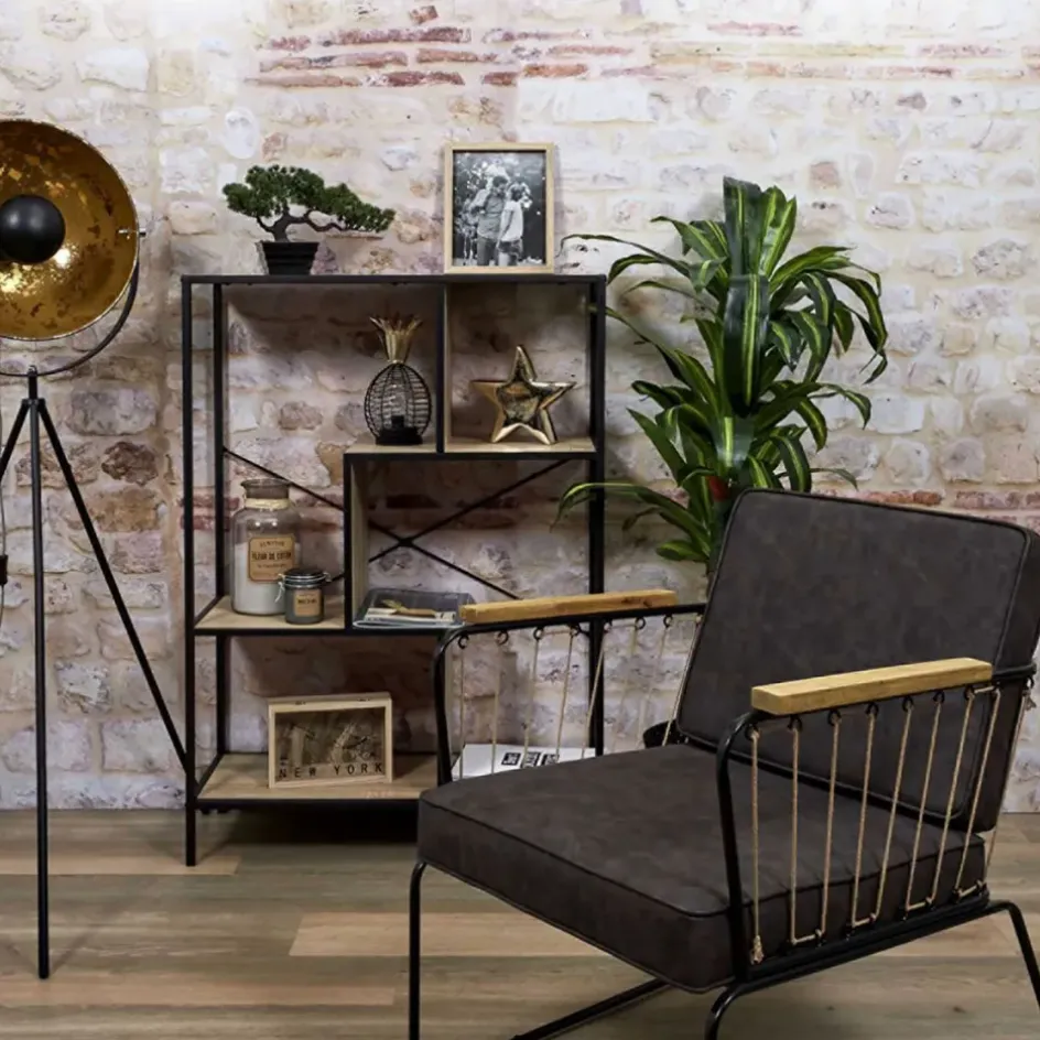 Fabrique de Styles Bibliothèques Et Étagères*Etagère industrielle en bois et métal H113cm - Edgard