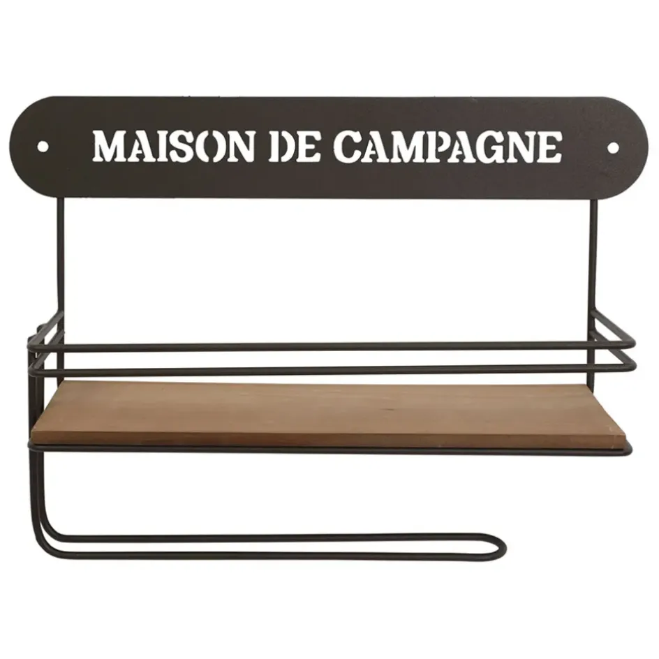 Fabrique de Styles Étagères Murales*Etagère murale avec dévodoir en fer brun et sapin - Maison De Campa