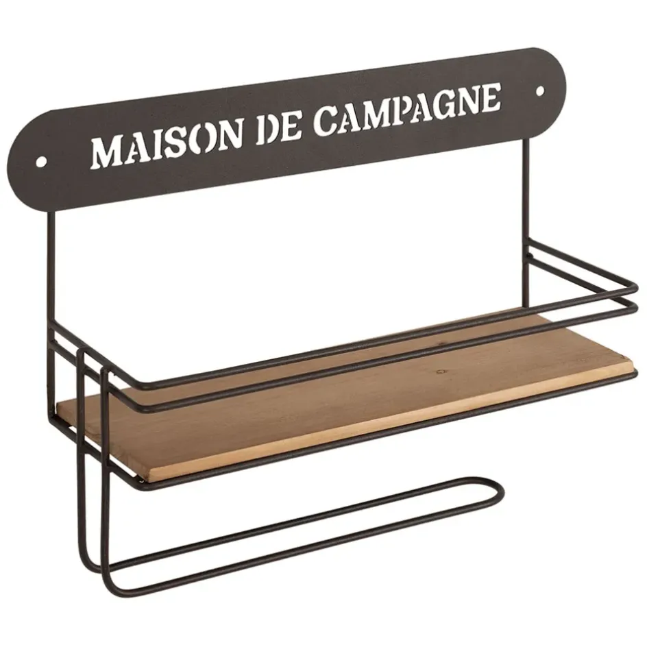 Fabrique de Styles Étagères Murales*Etagère murale avec dévodoir en fer brun et sapin - Maison De Campa