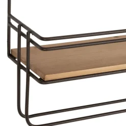 Fabrique de Styles Étagères Murales*Etagère murale avec dévodoir en fer brun et sapin - Maison De Campa