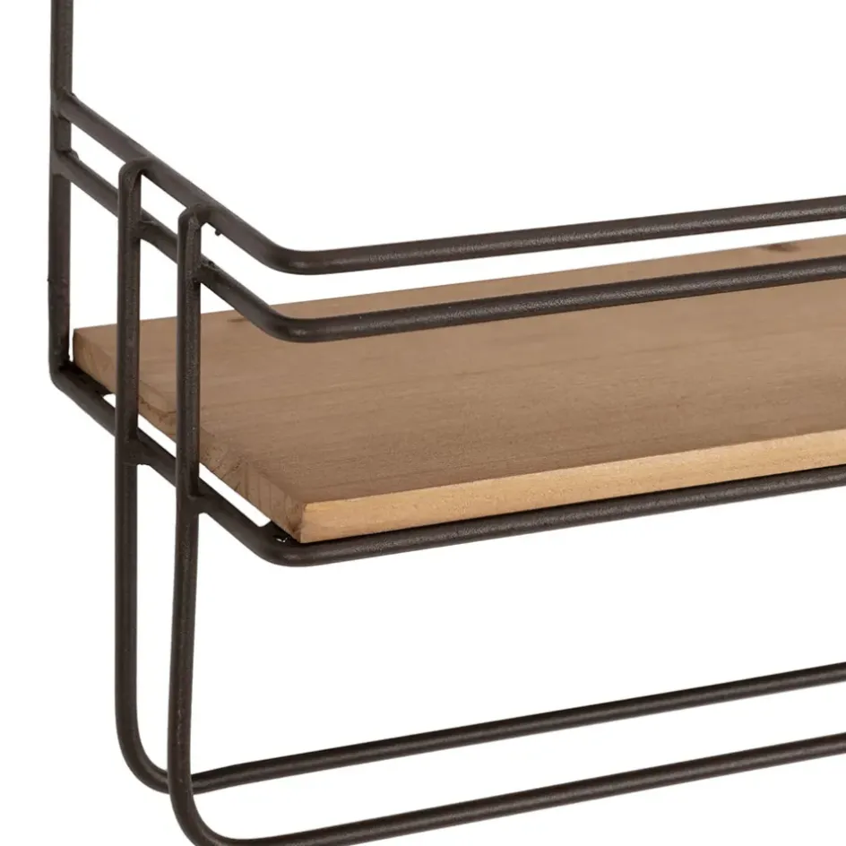 Fabrique de Styles Étagères Murales*Etagère murale avec dévodoir en fer brun et sapin - Maison De Campa