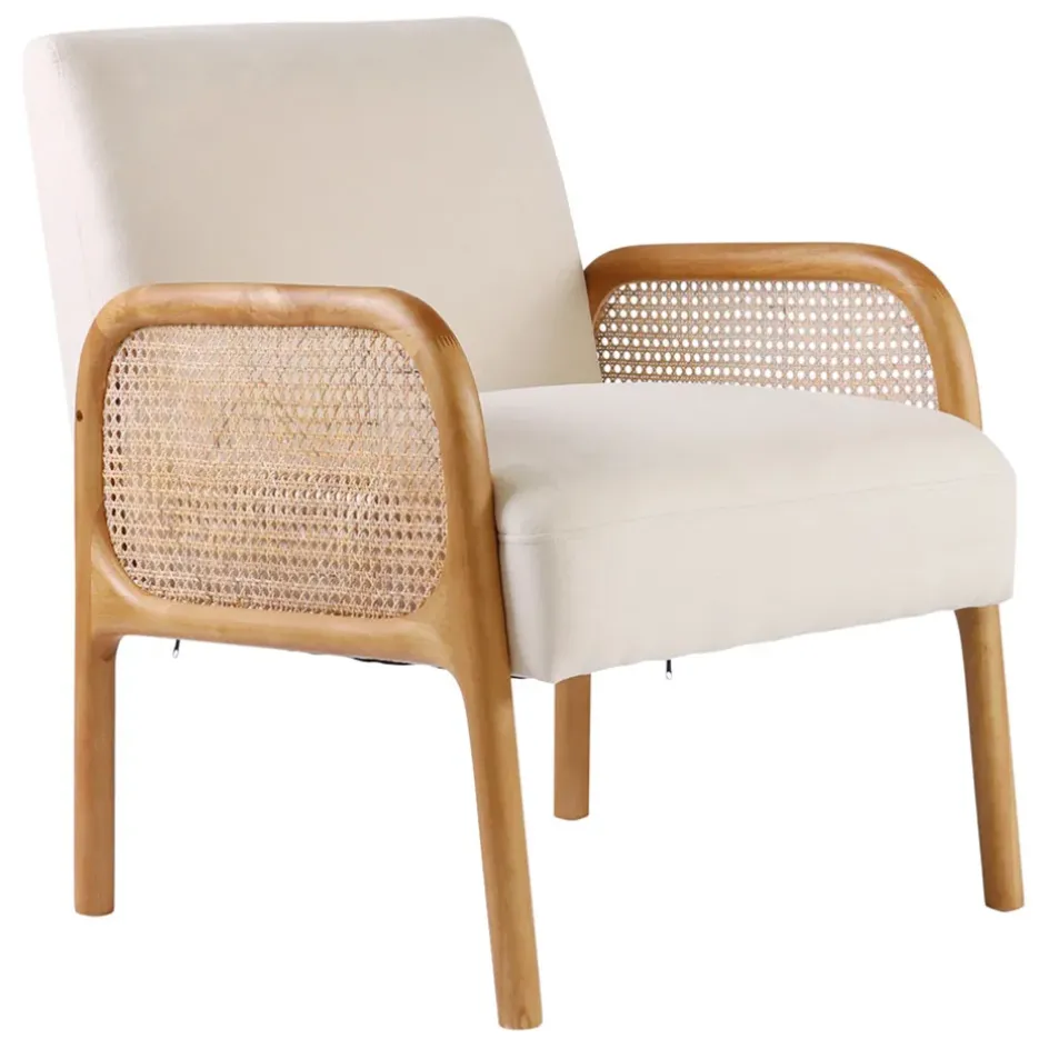 Fabrique de Styles Fauteuils*Fauteuil en bois d'hévéa et rotin - Firmin