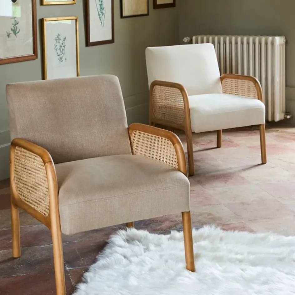 Fabrique de Styles Fauteuils*Fauteuil en bois d'hévéa et rotin - Firmin