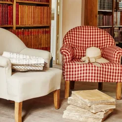 Fabrique de Styles Fauteuils*Fauteuil crapaud en coton vichy et pin - Margot