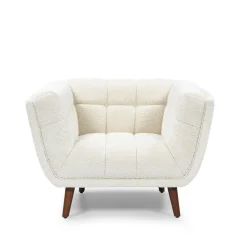 Fabrique de Styles Fauteuils*Fauteuil de salon en tissu effet bouclette écru - Beryl