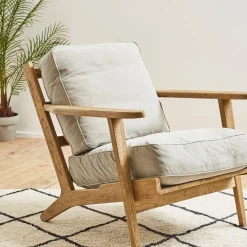 Fabrique de Styles Fauteuils*Fauteuil en coton gris et chêne - Laureli