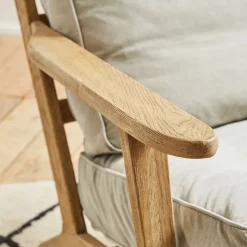 Fabrique de Styles Fauteuils*Fauteuil en coton gris et chêne - Laureli