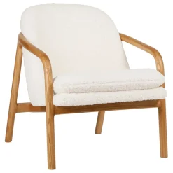 Fabrique de Styles Fauteuils*Fauteuil en tissu bouclette crème et pieds en frêne - Element