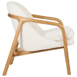 Fabrique de Styles Fauteuils*Fauteuil en tissu bouclette crème et pieds en frêne - Element